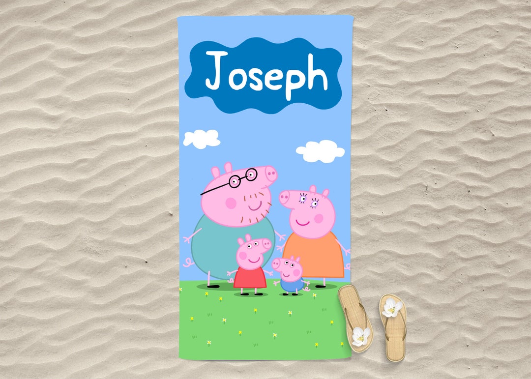 Personalized Peppa Pig Beach Towel, Peppa Name Towel, Peppa Pig Towel