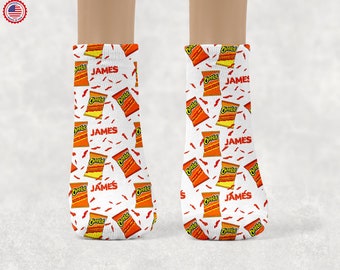 Custom Name Kids Socks - Personalized Kids Socks - Birthday Gift,  Unique Gift, Cute Gift Idea for Kids, Cheetos Socks for kids
