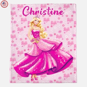 Personalisierte Prinzessin Doll Handtuch, benutzerdefinierte Puppendecke, Prinzessin Name Strandtücher, Prinzessin Doll Kissenbezug, Mädchen Geburtstagsgeschenk, Schlafzimmer Dekor