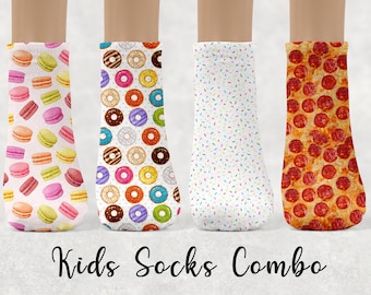Kids Socks,Donut Print Socks, Sprinkle Socks, Macrons Socks ,Novelty Kids Socks , Birthday Gift, Cute Gift Idea for Kids, Party Favor Idea,