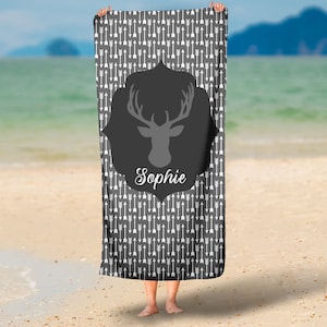 Kid Personalized Beach Towel, Woodland Towel, Custom Beach Towel, Personalized Baby Towel,Arrows Decor, Beach Decoration, Pool Towel