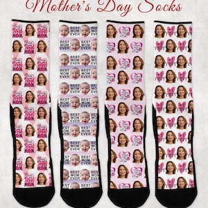 Custom Face Socks, I love Mom socks, Custom Photo Socks, Personalized Socks, Custom Printed Socks, Mother&#39;s Day Socks, Mom Socks