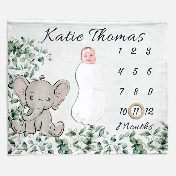 Elephant Milestone Blanket Baby Girl Milestone Blanket- Baby Boy