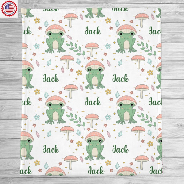 Frog Minky Blanket, Kawaii Frog Theme Blanket, Kawaii Room Decor,,Kawaii Room Decor ,Personalized Gift, Gift for Kawaii Collector