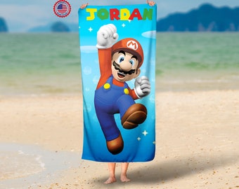 Super Mario Bros. Beach Towel Bath Towel Mario Luigi Beach Towel Approx. 140 X 70 Cm Nintendo Etsy