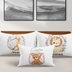 Cute Animal Personalized Pillowcase, Nap Pillow, Toddler Pillow, toddler decor,name pillows, kids décor,Standard Size Pillow 27X20Inch