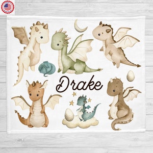 Dragon Blanket, Personalized Dragon Baby Blanket, Newborn Coming Home Blanket, New Baby Gift, Dragon Nursery Theme, Dragon Baby Shower Gift