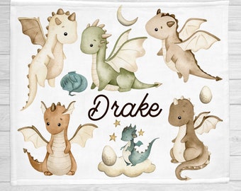 Dragon Blanket, Personalized Dragon Baby Blanket, Newborn Coming Home Blanket, New Baby Gift, Dragon Nursery Theme, Dragon Baby Shower Gift