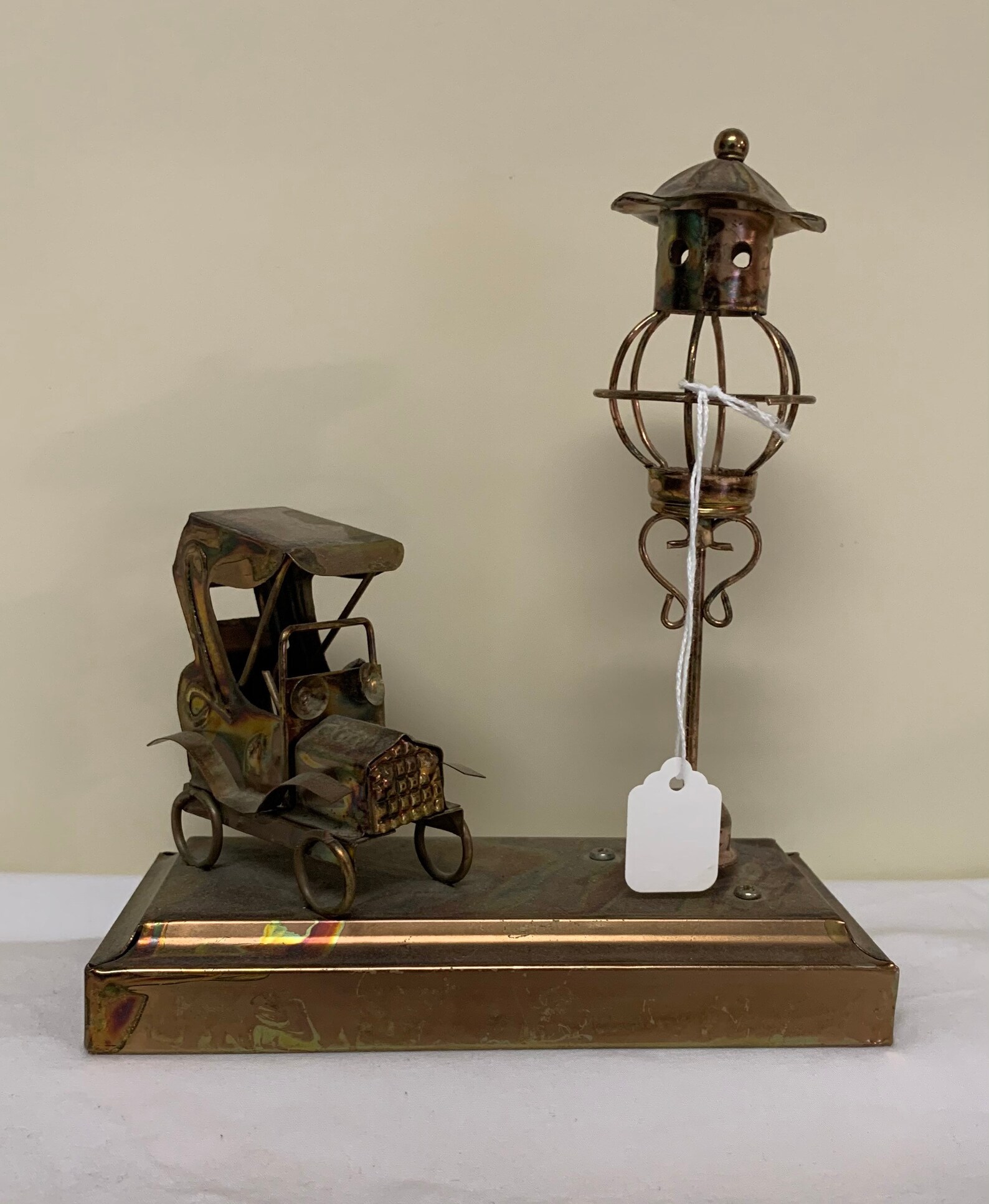 Vintage Copper Music Box Old Car And Lamp Post Etsy