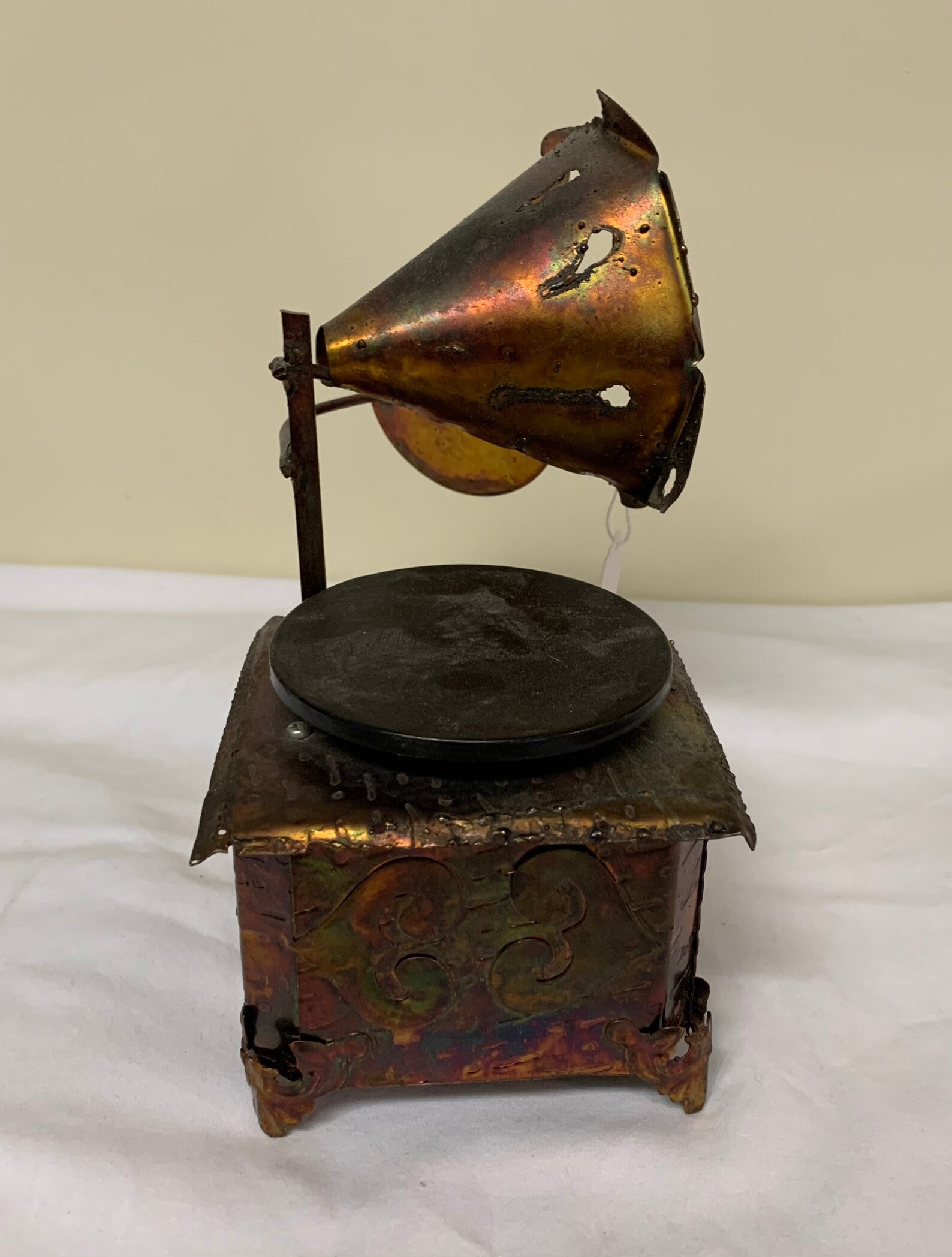 Vintage Copper Music Box Record Player Phonograph Etsy