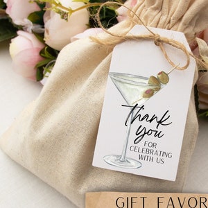 PRINTABLE Martini Gift Tag, Cocktail Party Favor Tag, Dirty Martini Printable, Engagement Party Gift, Martini Birthday, Thank You Gift Tag