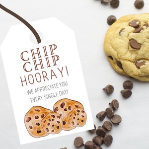Chip Chip Hooray Printable Gift Tag | Appreciation Gift | Chocolate Chip Cookie Gift Tag | Digital Download | Thank you Present