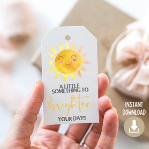 DO DRUKU Rozjaśnij swój dzień Etykieta prezentowa Sunshine, Pudełko etykiet prezentowych Sunshine, Prezent z myślą o Tobie, Cały żółty pakiet pielęgnacyjny, Etykieta upominkowa Sunshine