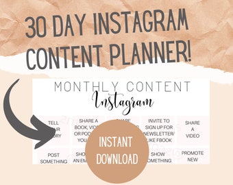 30 Day Instagram Content Planner | Digital Download | Instagram Schedule | Printable Calendar