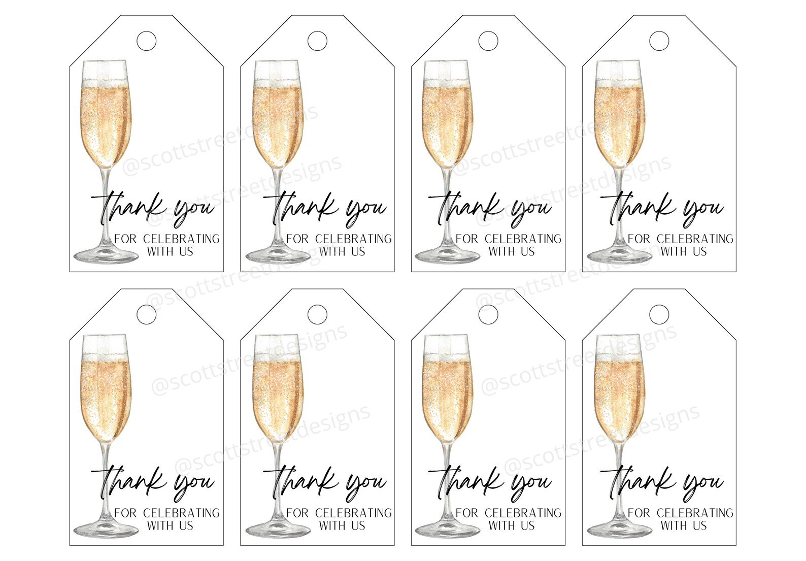Champagne Printable Gift Tag Cocktail Gift Tag Party Favor - Etsy