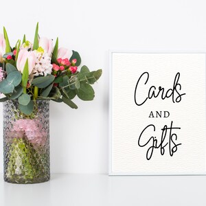 Cards and Gifts Sign Printable, Wedding Party Gift Sign Table, Modern Script Tabletop Sign Cards and Gifts Sign for Baby Shower Reception image 1
