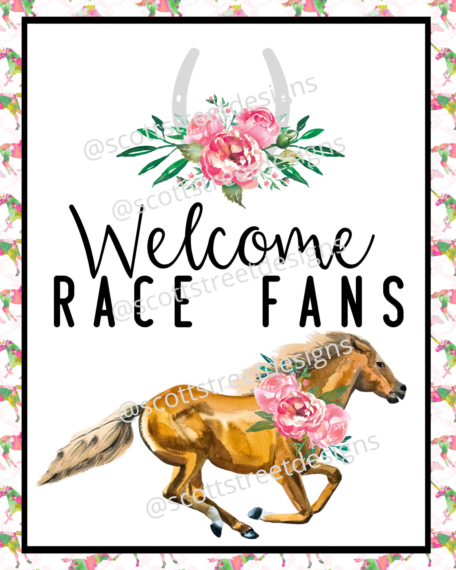 PRINTABLE Welcome Race Fans Derby Party Printable Derby - Etsy