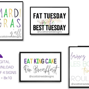 Mardi Gras Decor | Printable | DIGITAL DOWNLOAD | Fat Tuesday | King Cake  |  Laissez Les Bon Temps Rouler | New Orleans | NOLA Art Print