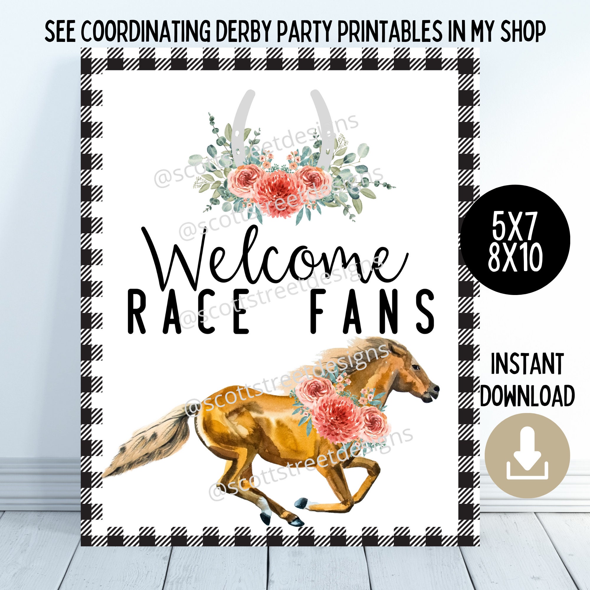 Derby Printable Cupcake Toppers Horse Race Cupcake Topper Etsy