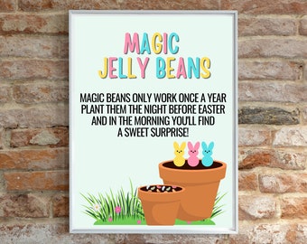 PRINTABLE Magic Jelly Bean Sign, Easter Jelly Bean, Jelly Bean Poem, Easter Download, Kids Easter Sign, Peeps Printable, Easter Party Sign