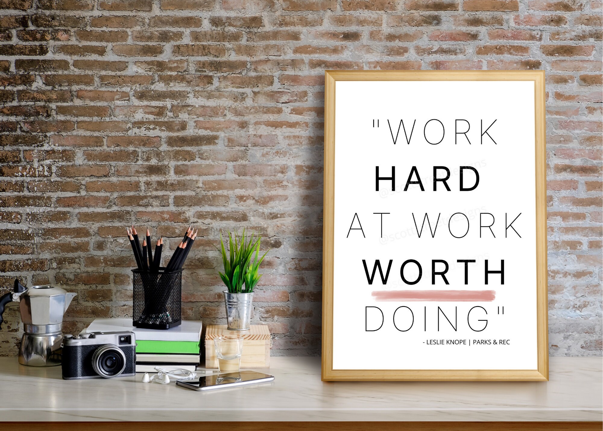 Work Hard Printable Quote | Leslie Knope | Parks and Rec | Digital ...