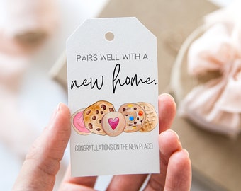 Pairs Well With a New Home, Printable Cookie Tag, Housewarming Gift, Gift From Realtor, Congrats on the New Home, New Neighbor Tag, Wine Tag