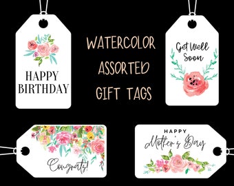 All Occasion Printable Gift Tags | Digital Download | Mother's Day | Assorted Gifts | Watercolor | Floral Gift Tags