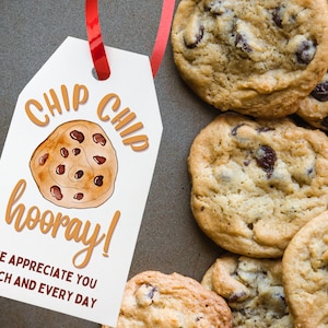 Chip Chip Hooray Printable Gift Tag | Appreciation Gift | Chocolate Chip Cookie Gift Tag | Digital Download | Thank you Present