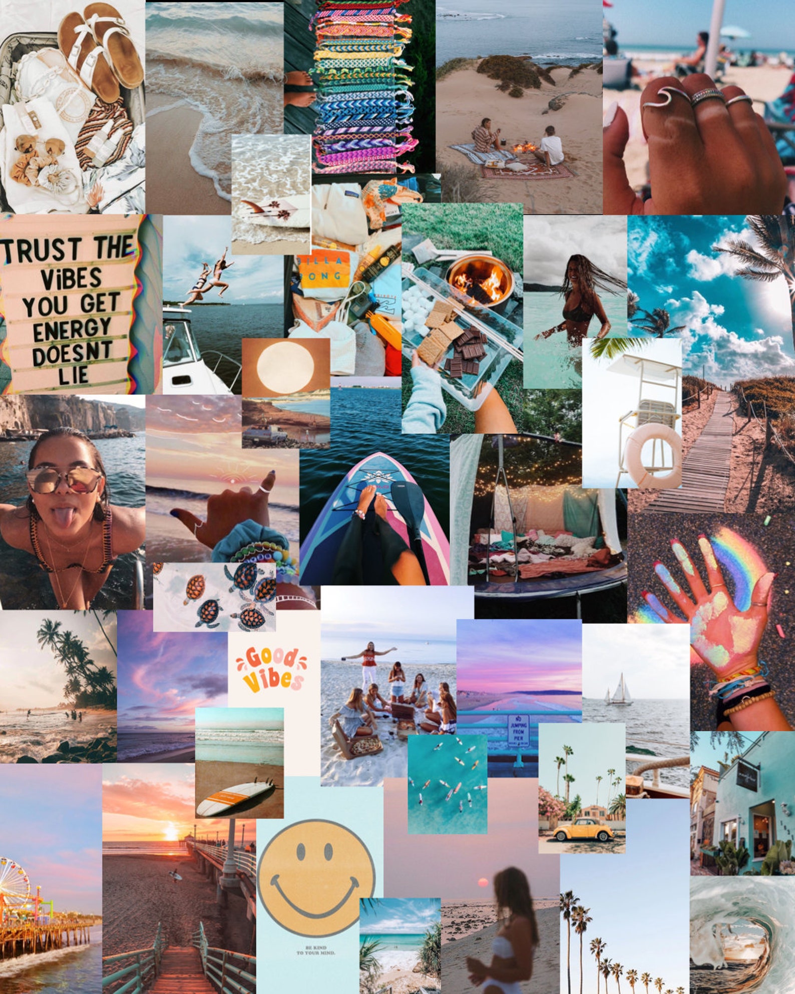 Beachy, Good Vibes Collage Kit: DIGITAL - Etsy UK