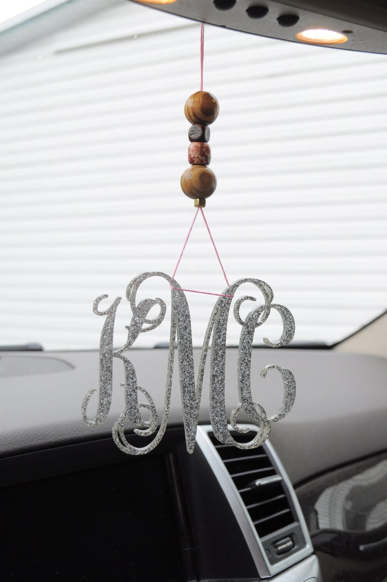 Rearview Mirror Car Monogram Car Charm Monogram Car Charm Etsy