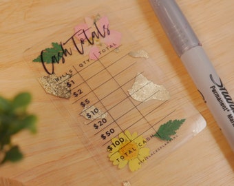 Clear Laminated Pressed Flower Bank Teller Slip | Cash Withdrawal Card