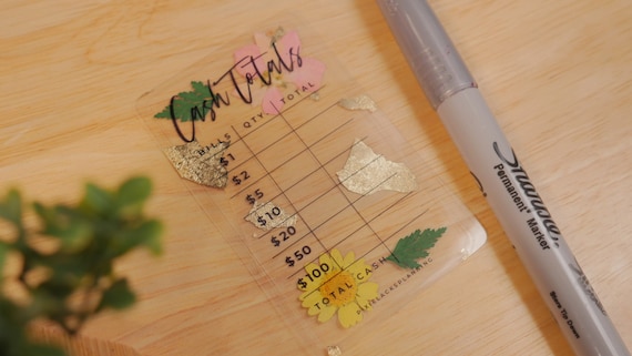 Clear Laminated Pressed Flower Bank Teller Slip | Cash Withdrawal Card