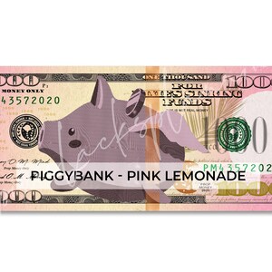 Printable 1000 Dollar Bill | Prop 1000 Dollar Bill | 1000 Dollar Placeholder Bill | DIGITAL ART ONLY | Piggybank - Pink Lemonade