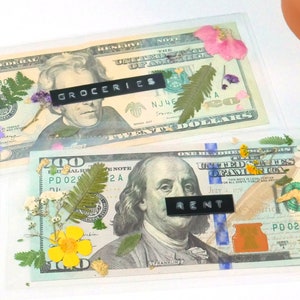 Clear Cash Envelope with Pressed Flowers | Custom Cash Envelopes for Cash Envelope or Budget System | Individual or Set of 5 or 8!