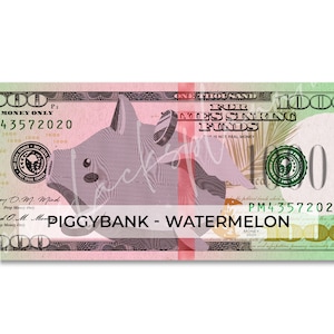 Printable 1000 Dollar Bill | Prop 1000 Dollar Bill | 1000 Dollar Placeholder Bill | DIGITAL ART ONLY | Piggybank - Watermelon