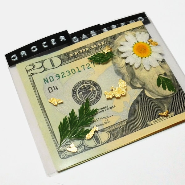 MINI Clear Cash Dividers with Pressed Flowers | Custom Cash Dividers for Cash Envelope or Budget System | Individual or Set of 3 or 6!