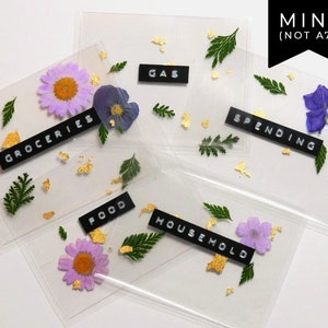 MINI Clear Cash Envelope with Pressed Flowers | Custom Cash Envelopes for Cash Envelope or Budget System | Individual or Set of 5 or 8!