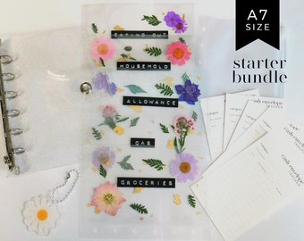 A7サイズ予算バインダー入門キット｜押し花入りキャッシュ封筒