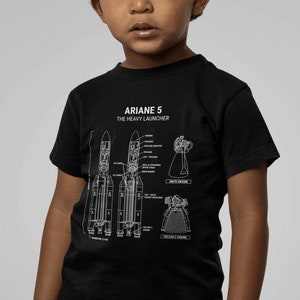 Ariane 5 Blueprint Kids Tee | Ariane 5 Rocket Blueprint Youth Shirt | Astronomy Lover Kids Gift