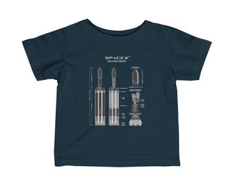 Falcon Heavy Blueprint Infant T-Shirt | SpaceX Rocket Baby Shirt | Astronomy Baby Clothing