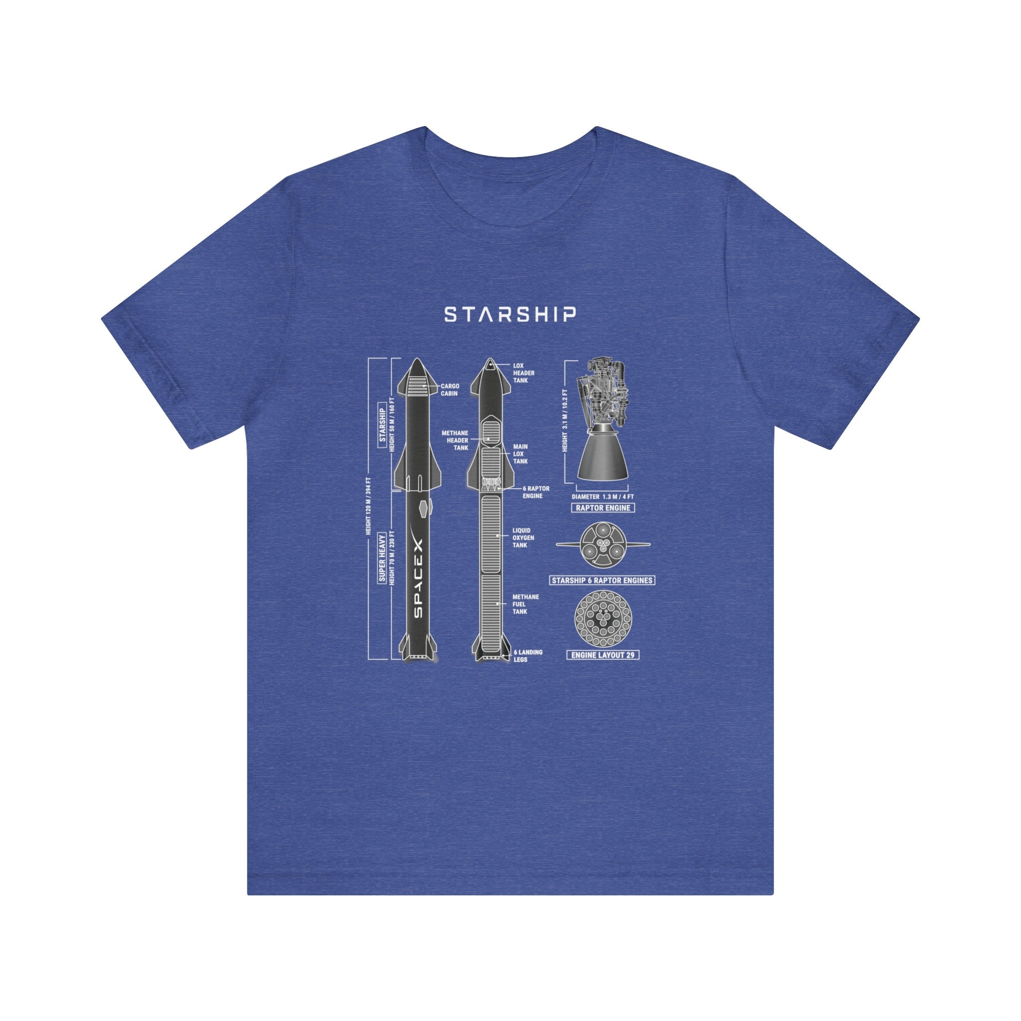Spacex Starship T-shirt Blueprint Starship Super Heavy - Etsy