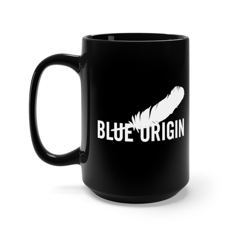 Blue Origin Mug Blue Origin Logo Black Mug 15oz Ceramic Etsy