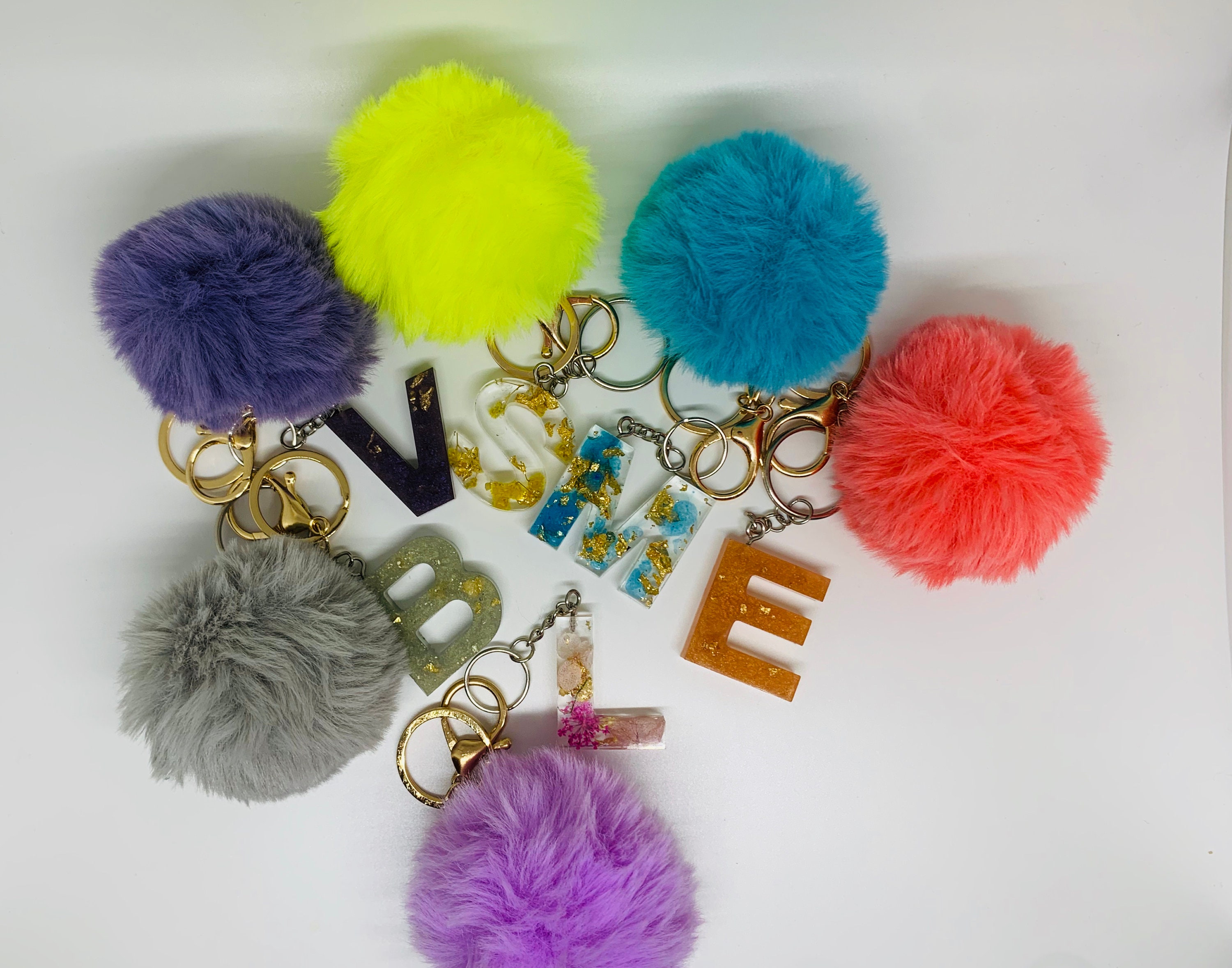 Alphabet pom pom keyring deals