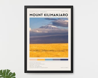 Mount Kilimanjaro / Tanzania Travel Poster / African Mountain Photography / Vintage Home Decor / Retro Wall Prints / Minimalist Poster