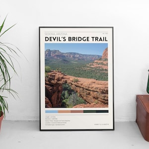 Devil's Bridge Trail / Sedona Arizona / Vintage Travel Poster / Retro Art / Minimalist Home Decor / Nature Photography Prints / Red Rock