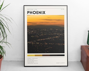 Phoenix Arizona Poster / Camelback Mountain / Vintage Travel Poster / Retro City Photography / Minimalist Home Decor / City Desert Print