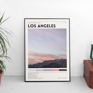 Los Angeles Poster / Hollywood Sign / Vintage City Poster / Retro Wall Decor / Minimalist Home Decor / Photography Prints / Urban Poster