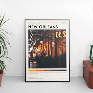 New Orleans Poster / French Quarter / Vintage City Poster / Retro Travel Poster / Minimalist Home Decor / Wall Art / Urban Photography Print