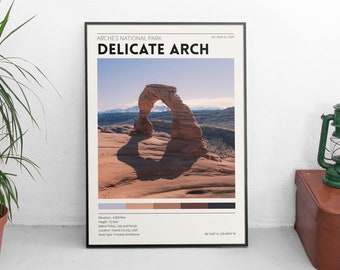 Delicate Arch / Arches National Park Poster / Utah Photography Print / Vintage Travel Poster / Retro Home Decor / Minimalist Wall Art / Moab
