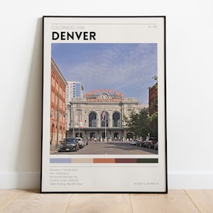 Denver Colorado Poster / Union Station / Vintage City Poster / Retro Wall Art / Minimalist Home Decor / Urban Photography Prints / Mile High